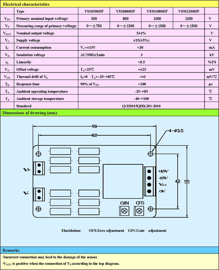 VSM1200DP Hall Effect Voltage Sensors